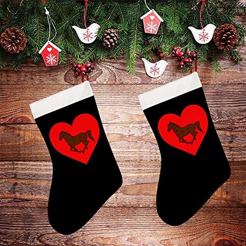 Скачущая Кон със Сърцето Коледни Чорапи Къси Плюшени Коледни Чорапи Подвесное Украса за Коледната Елха Украса