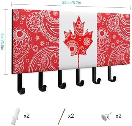 Стенен Държач за ключове с Канадски Флага Пейсли, Персонални Стенни Закачалки За Ключове с 5 Куки за Домашен
