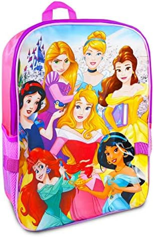 Раница принцеси на Дисни с кутия за обяд за момичета ~ Луксозна 16-инчовата училищна чанта принцеса, Пакет за