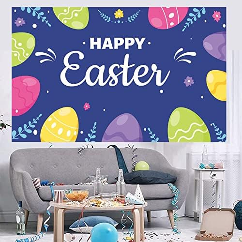 Великден Фон Украса Честит Великден Банер с Яйца за Великден парти Украса на Цветни Яйца Пролетен Великденски