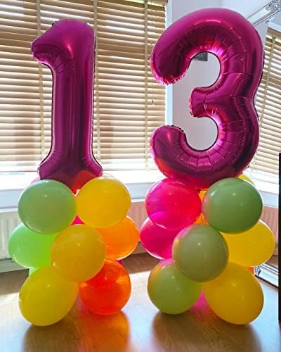 40-Инчови Ярко-Розови балони с 13 стаи, Гигантски Гигантски 13 или 31 Балони Майларовые Гелиевые Цифрови балони