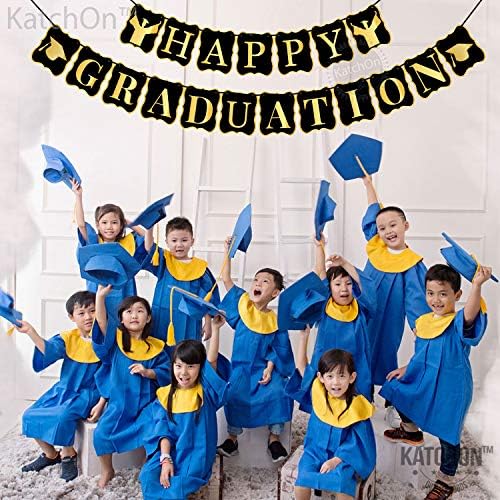 KatchOn, Голям Банер с Надпис Happy Graduation 2023-10 Фута, Без diy | Фон за бала, Черно и Златни бижута за