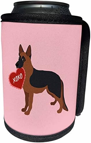 3dRose Немска овчарка Valentine XOXO Черно-Червена Куче - Опаковки за бутилки-охладители (cc_354273_1)