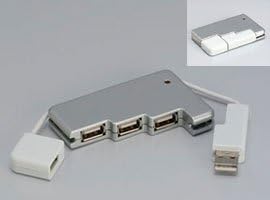 Хъб iBuffalo H430SV Arvel USB 2.0, 4 Порта, Тип карта, Модел хранене гуми, Сребрист