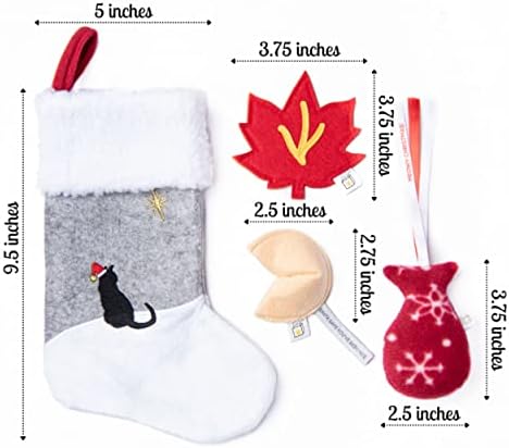 Коледни чорапи за котки с 3 Празнични играчки (Бисквитки с предвиждане на съдбата с послание от дядо коледа,