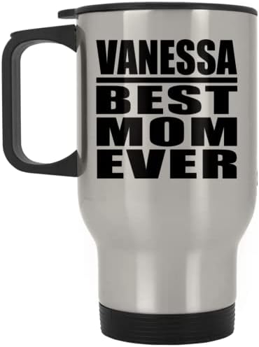 Дизайнсифи Ванеса най-Добрата Майка На света, Сребърен Пътна Чаша 14 грама, на Изолиран Чаша от Неръждаема Стомана,