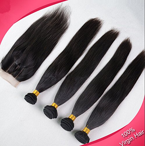 DaJun Hair 8A Закопчалката от 3 части с лъчите права коса филипинските виргинского плетене Комплект се състои