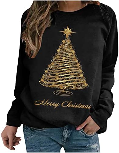 Празнична Тениска с Коледна Елха за Жени, Есенна Мода 2022, 3D Тениски Xmas_Tree, Пуловер с дълъг ръкав и Графичен