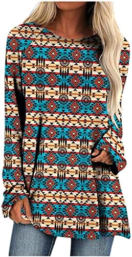 Ацтекские Дълги Ризи за Жени, Туника в Западния Етнически стил с Графичен Дизайн, Върхове За Носене С Гамаши,