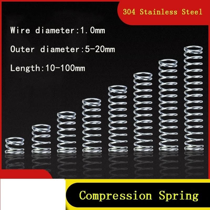 304 Пружина компресия от неръждаема стомана 10шт 304 Пружина компресия Диаметър на жицата 1 мм, Y-образен возвратная