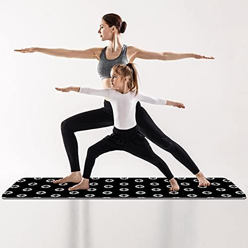 Дебел Нескользящий постелката за йога и фитнес 1/4 черно-бял Точков Модел за практикуване на Йога, Пилатес и