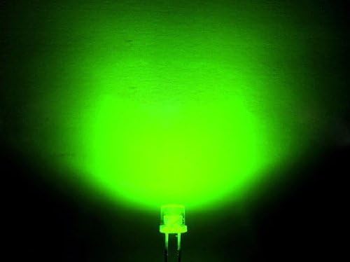 100шт x Зелено 3 mm Плоска горна led лампа Широкоъгълен 3 mm Плоска горна главоболие лампа led (зелен)