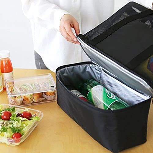 Обърнете изображението, за да увеличите Плажна чанта-тоут с Изолирани на кабинета-хладилник, Плажна чанта, чанта за пикник (черен)