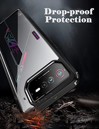 Прозрачен калъф Guizzcg за Asus ROG Phone 6 с 2 Накладки за пръсти, Мека делото от TPU + Твърд Прозрачен КОМПЮТЪР,