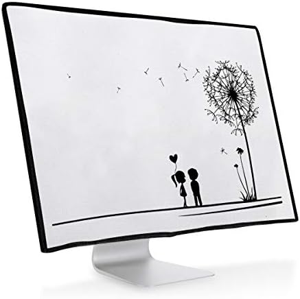 калъф за монитор на компютъра kwmobile, съвместим с Apple iMac 21,5 - Dandelion Love Черен / Бял