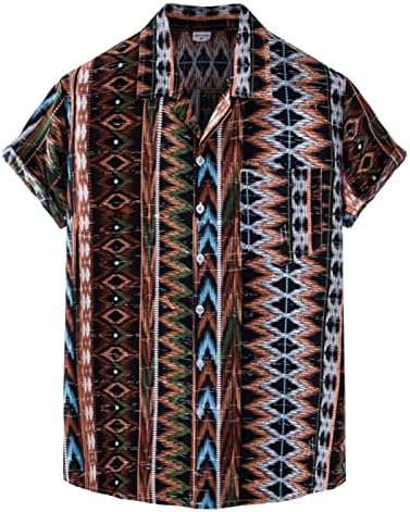 Ризи за Мъже,Мъжки Хавайска Риза С Джоб, Мъжки Ризи С Цветен Модел, Плажни Ризи Aloha Копчета С Къс Ръкав