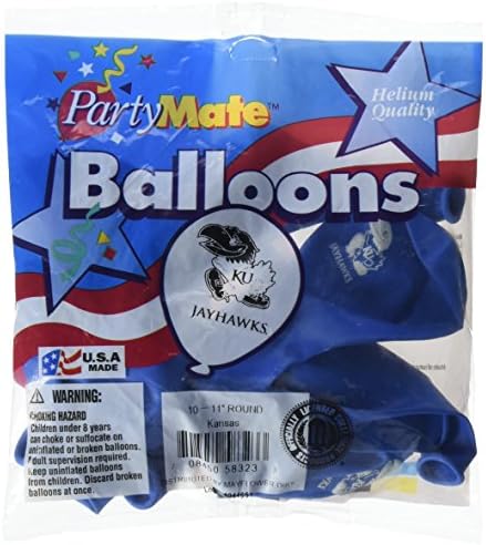 Компанията Pioneer Балон Company 10 Брой Латекс балони Университета на Канзас, 11 инча, Многоцветен
