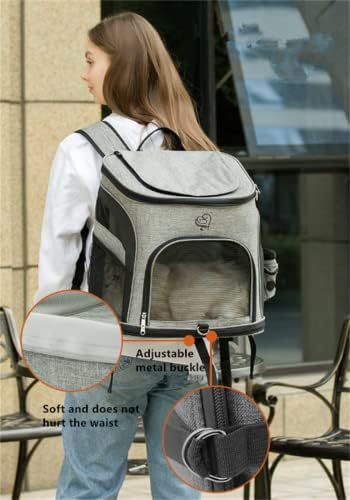Чанта за домашни любимци, Лаптоп раница с голям капацитет, Подходящ за пътуване (сиво + оранжево)