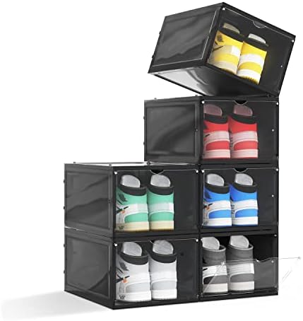 Кутия за съхранение на обувки Hrrsaki 6 опаковки, Прибиращи Предната кутия за обувки, Кутия за обувки от Прозрачна