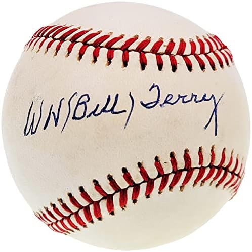 Бейзболни Топки с Автограф Бил Тери, Официален Представител на NL Baseball New York Giants Auto Grade Mint 9