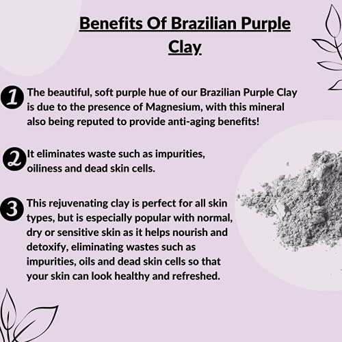 Бразилският лилава глина от mi nature | За подмладяване на кожата, отделянето на токсини | 227 гр (8 унции)