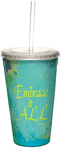 Охлаждащ чашка без дървета Sue Zipkin Ram Dass Прегръдка It All двойни стени и многократно соломинкой, 16 унции