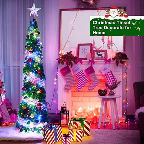TURNMEON 5-Подножието Сърма Коледно Дърво в Деня на Св. Патрик с Шариковыми Декорации с Таймер, 50 Цветна Светещ
