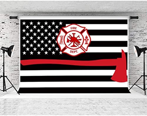 Фон за противопожарна защита за Фотография, Мека Кърпа 7x5 фута, Фонове за пожарникари с американски Знамена,