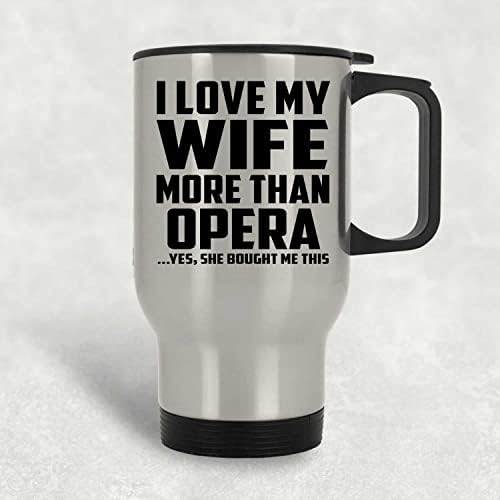 Designsify Аз Обичам Жена Си Повече, Отколкото Opera, Сребърен Пътна Чаша 14 грама, на Изолиран Чаша от Неръждаема