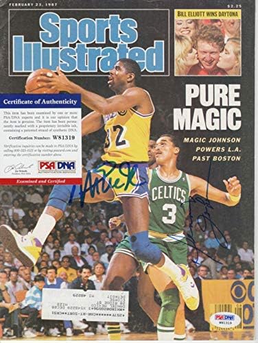 Списание Magic Johnson Dennis Спортс илюстрейтид SI Magazine Подписа АВТОГРАФ на PSA DNA - Списания НБА с автограф