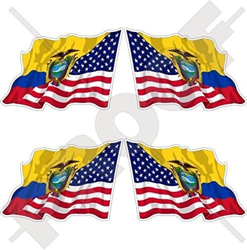 САЩ Сащ и Еквадор, сащ эквадорский който да се вее флаг 2 (50 mm) Винилови Стикери, стикери x4 (от ляво на дясно)