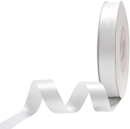 Однотонная двустранен бял сатен лента VATIN Ширина 5/8 инча дължина от 50 ярда Са подходящи за сватбен декор,