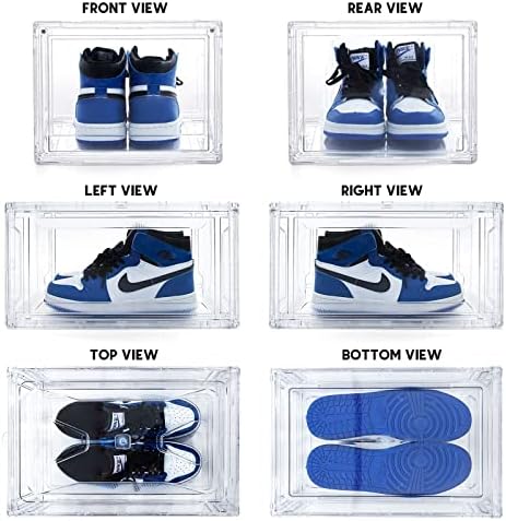12 Опаковки акрилни прозрачни кутии за обувки – Ултра Прозрачно Пластмасово Штабелируемое за съхранение на маратонки