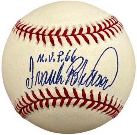 Франк Робинсън подписа договор с ALB Американската лийг бейзбол с M. V. P. 66 PSA - Бейзболни топки с автографи