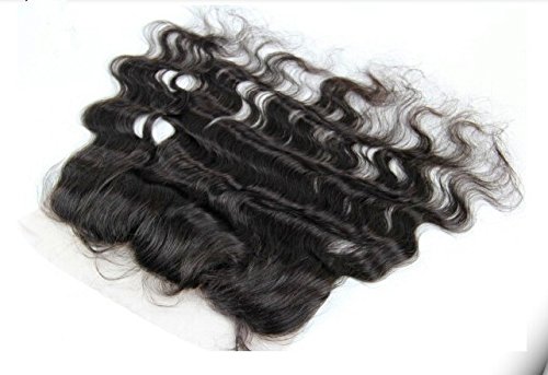 DaJun Hair 6A Лейси Предна закопчалка 13 * 4 Ppilippines естествен косъм, Обемна Вълна Естествен цвят (марка: