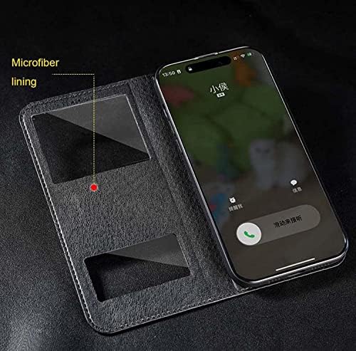 Калъф за мобилен телефон с панти капак Wscebck с прозрачен прозорец, калъф-книжка със стойка от крокодилска