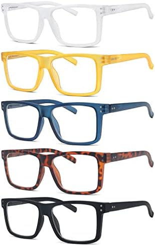Eyekepper, 5 опаковки очила за четене голям размер в квадратни рамки, ридеры за мъже и жени