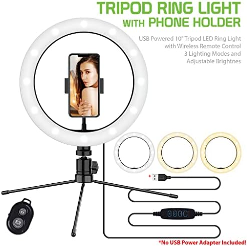 Светъл пръстен за селфи Трикольор осветление, което е съвместимо с вашия LG P936 10 инча, с дистанционно управление за директно излъчване /грим/ YouTube / TikTok/ Видео /на сним?