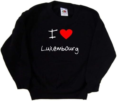 Черна детска Hoody I Love Heart Luxembourg