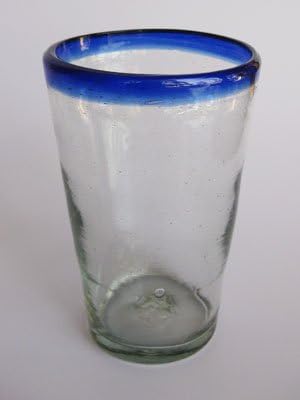 Пинтовые чаши MexHandcraft в кобальтовой синя рамка с капацитет от 16 унции (пакет от 6) от рециклирано стъкло