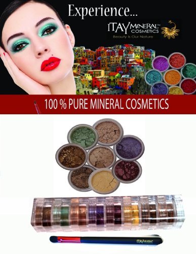 Сенки за очи Itay Mineral Cosmetics 8 купчини с блясък Orolinda + Овални пискюл за трептене на очите (комплект