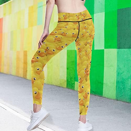 Дамски панталони за Йога visesunny Yellow Duck Toy с Висока Талия и Контрол на корема, Гамаши За тренировки,