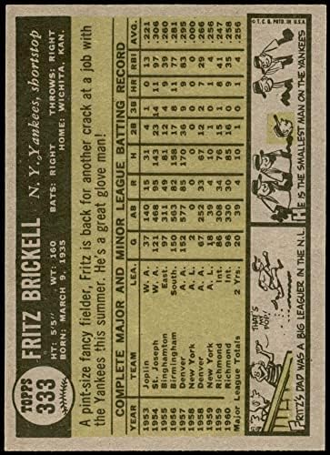 1961 Topps 333 Фриц Brickell Ню Йорк Янкис (бейзболна картичка) NM / MT Янкис