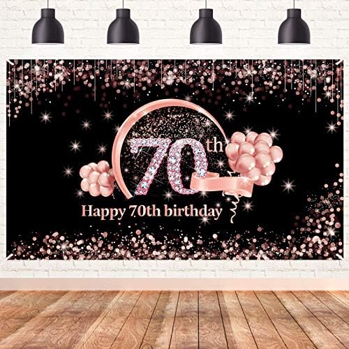 Lnlofen 70th Birthday Банер Украса на Фона на Жените, Много Голям 70-Годишният Декор за Парти по Случай Рожден