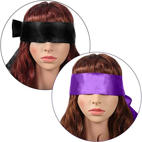 Shappy 4 Опаковки Сатенена маска за очи с превръзка на очите 150 см (черно-лилаво)