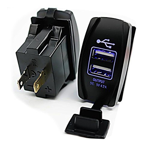 Switchtec 4,2 Усилвател-Бързо Зарядно с два USB конектори, с перекидным ключ, със синя led подсветка за лодки,
