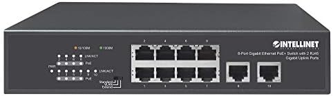 Мрежови решения Intellinet 8-port Gigabit Ethernet switch PoE+ 2 Гигабитными възходящи порта RJ45, съвместим