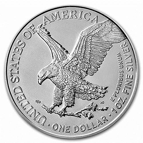 Американски Сребърен орел 2021 г. Тип 2 в Пластмасова кутия за подарък Air Tite и Син цвят с нашия сертификат за автентичност Долар, без да се позовават на Монетния двор на