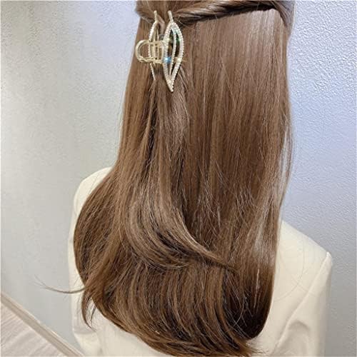 Скоба за коса WENLII Leaf Pearl Clutch с Метален Лист, Реколта Шнола за коса в задната част на главата, Аксесоари