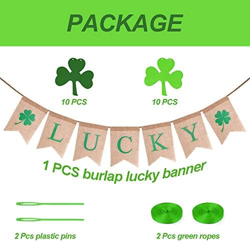 3 Опаковки Щастливи Банери на Деня на Св. Патрик - Филц Банери със Зелен Трилистником, Венец Детелина, Банери